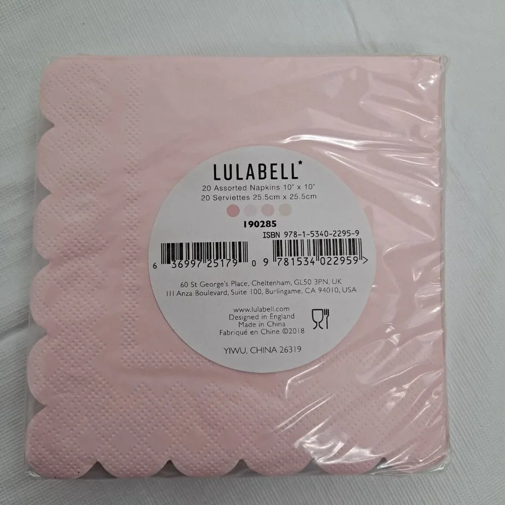 Cocktail Napkins Lulabell Scalloped Four Shades Of Pink 20 Count